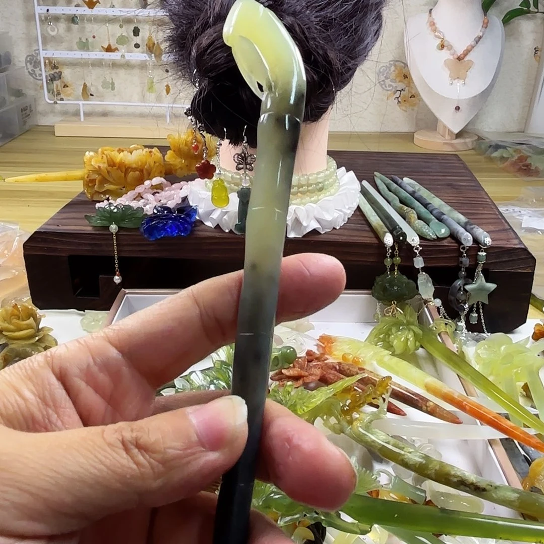 蛇纹石玉发饰合金