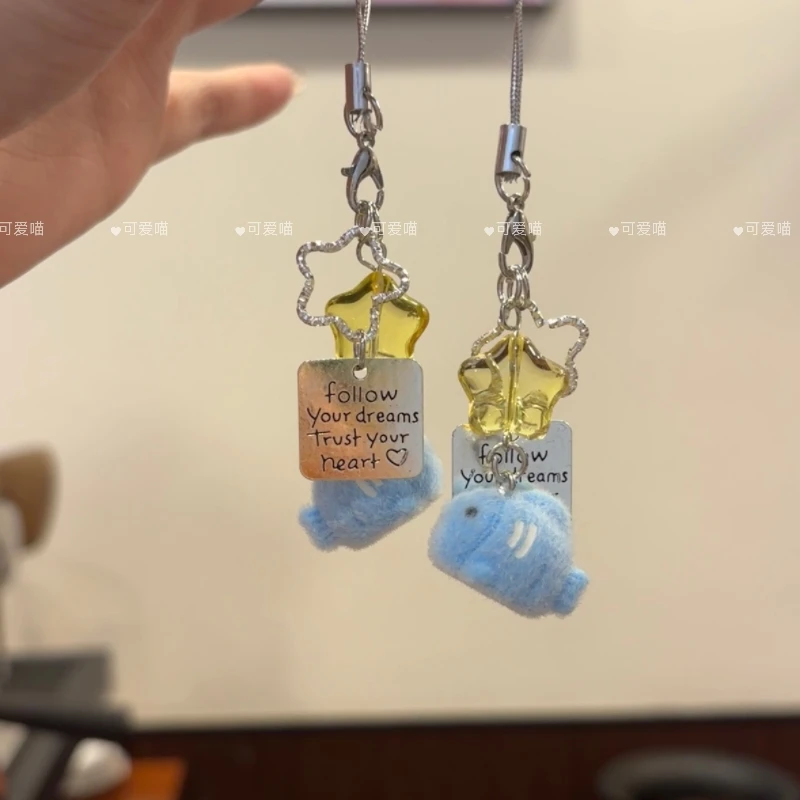 可爱植绒小蓝鱼手机链饰品包包吊坠挂件书包钥匙扣