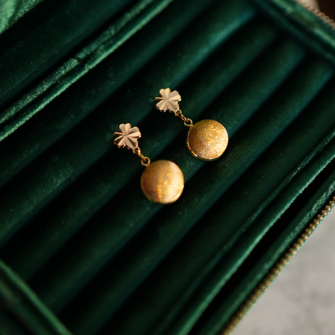 非金属布艺耳饰 【叶子缂丝耳饰】925银针 手工拎缝 国风美物礼品