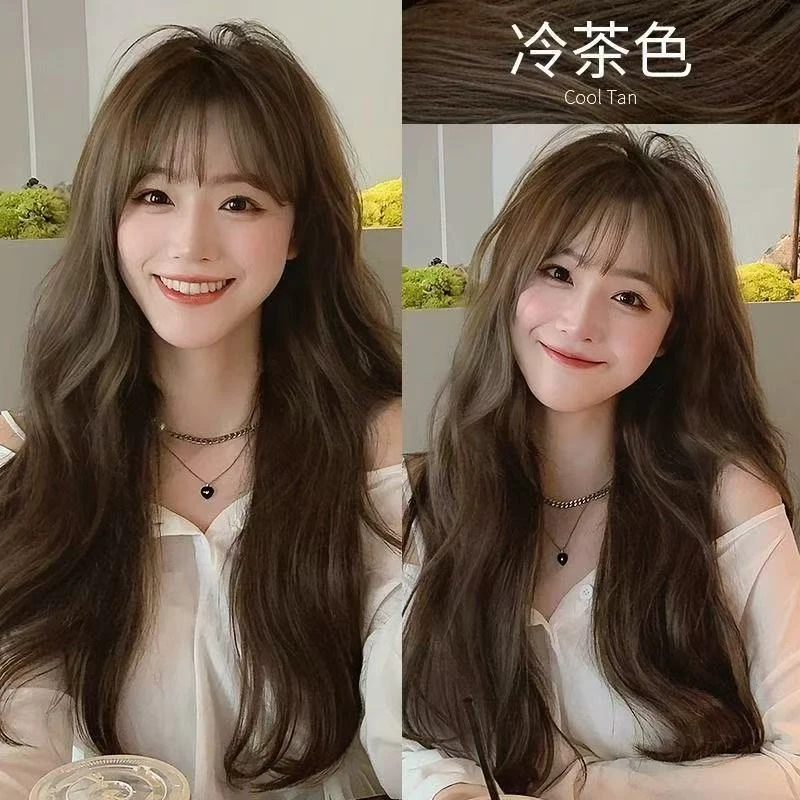 买1送1冷茶色染发膏纯植物奶茶色显白栗棕色染发膏