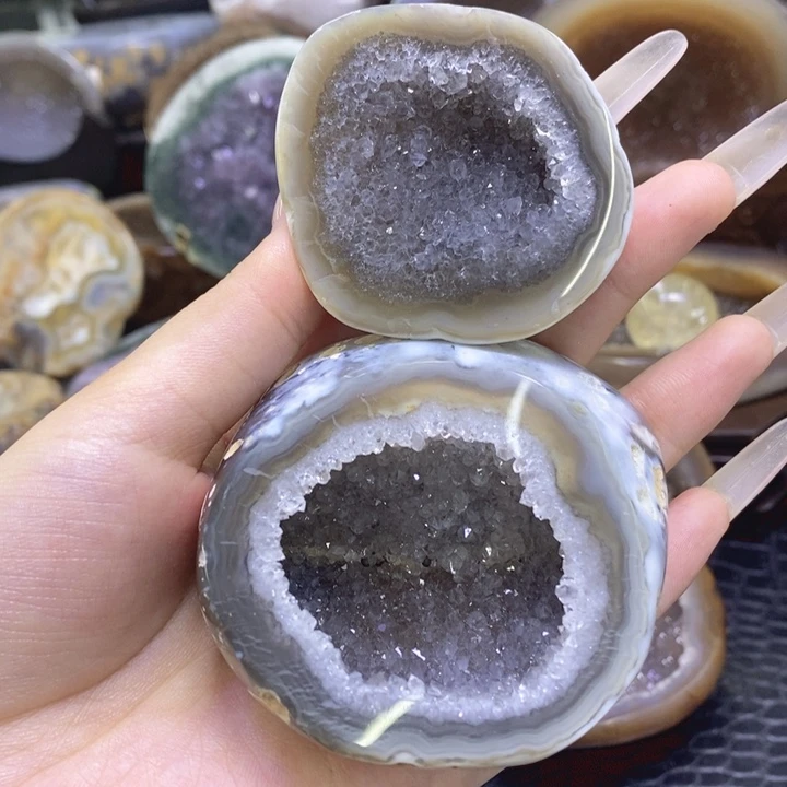 未镶嵌珠宝半成品紫晶彩晶盆