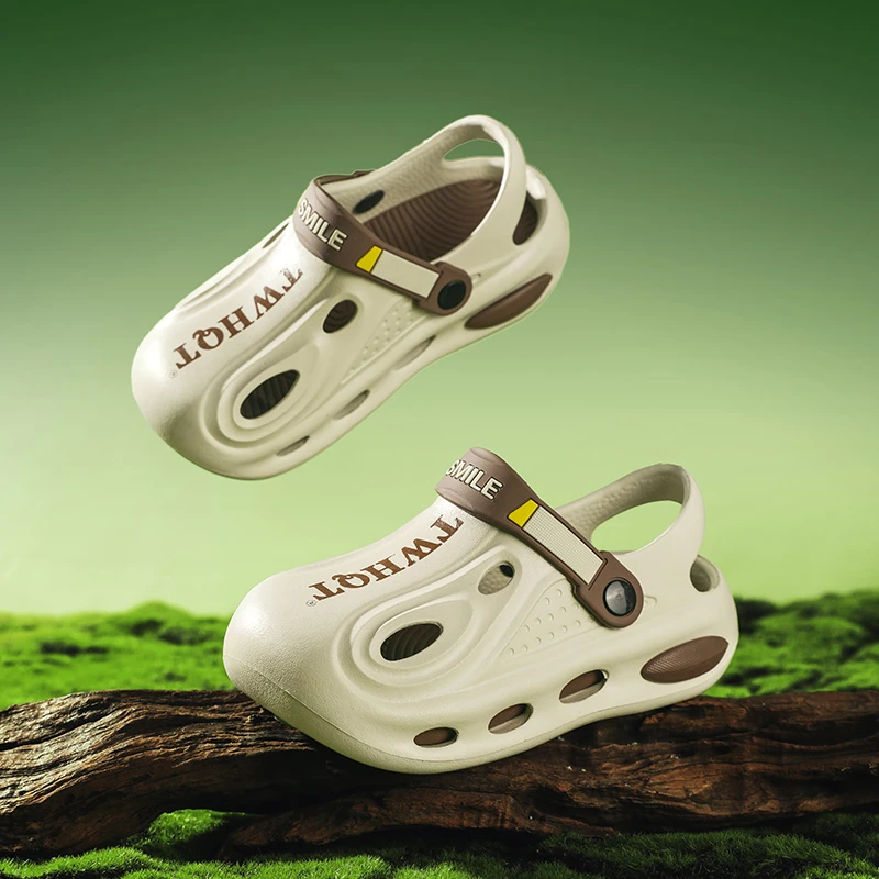 TWHQT KIDS厚底洞洞凉鞋2025夏季新款软底防滑透气花园凉鞋