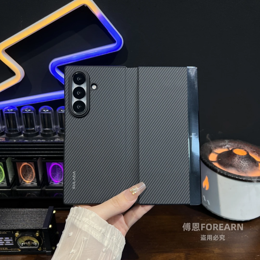 适用于三星zfold7手机壳翻盖fold7折叠屏保护套磁吸凯夫拉纹智能