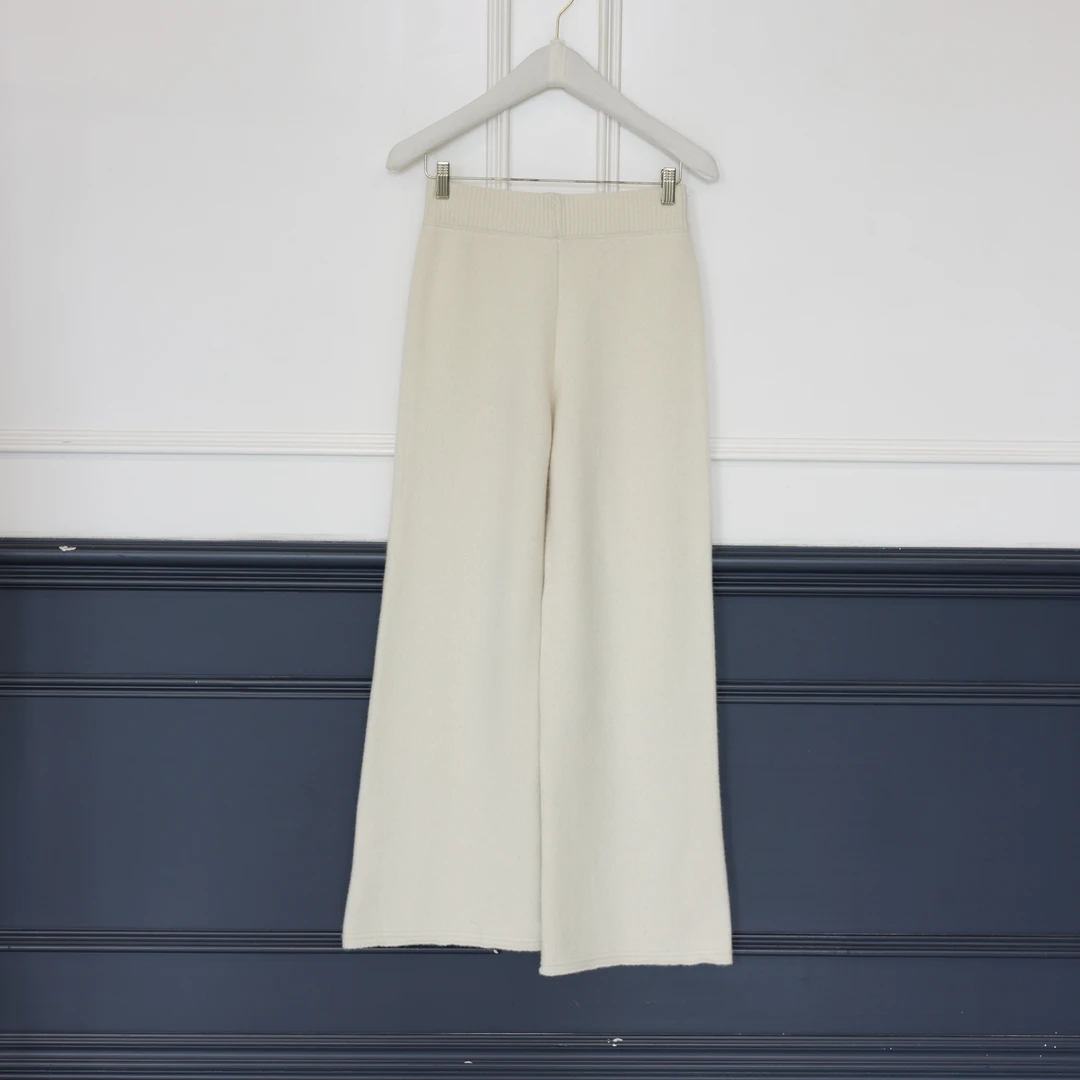 【壁虎姐】GECKO2025新款 白色冬季厚款休闲修身百搭松紧腰直筒裤