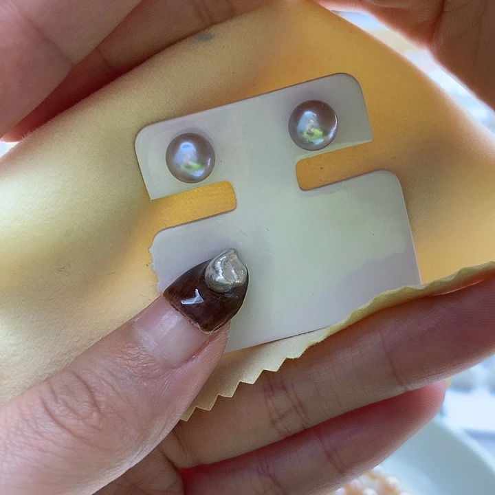 耳饰银S925镶嵌淡水珍珠