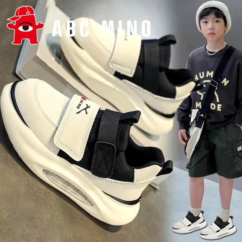 ABC MINO无鞋带男童鞋秋季新款儿童运动板鞋中大童软底小白鞋男孩