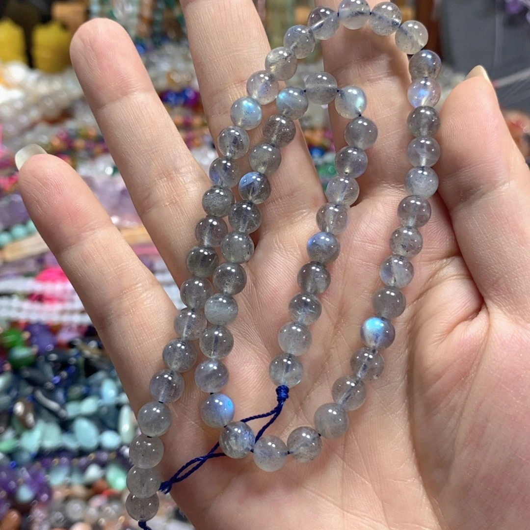 玛瑙/玉髓未镶嵌珠宝半成品灰月光一条卡6mm