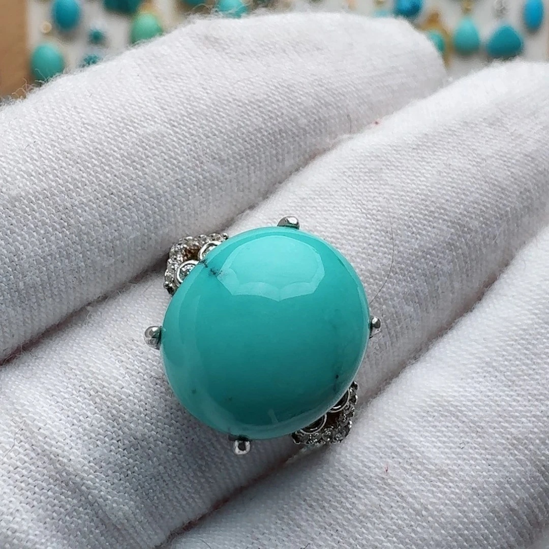 绿松石银S925镶嵌戒指