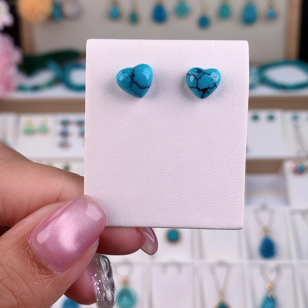 绿松石银S925镶嵌耳饰绿松石耳饰