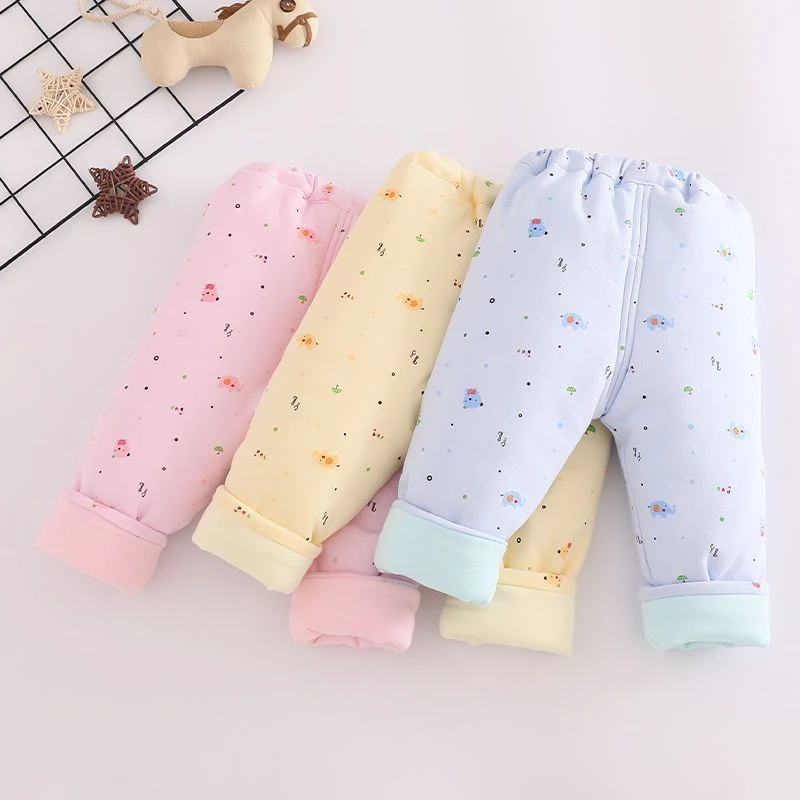 婴儿纯棉内胆加厚棉裤 幼儿童男女宝宝夹棉裤子 小孩棉裤冬天冬装