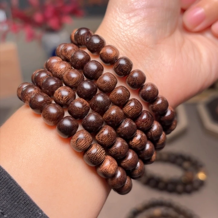 沉香手串越南芽庄帝王玉化蛇皮黄棋楠0.8✖️108