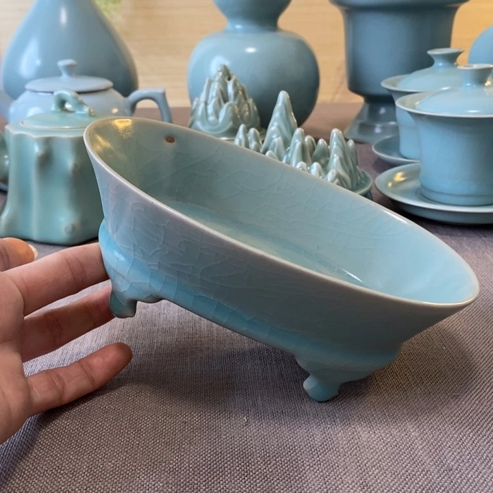 瓷片水仙盆瑕一一一一