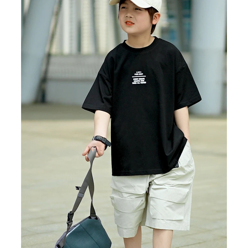 2024新款男童短袖时尚潮流简约T恤男孩夏季穿搭