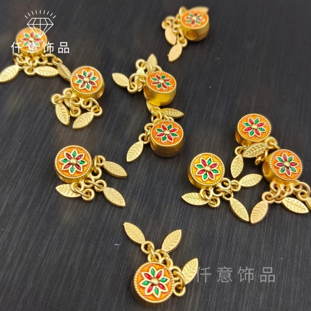 藏族手串六字真言彩色捕梦网通孔吊坠diy手链项链色手工配件铃铛