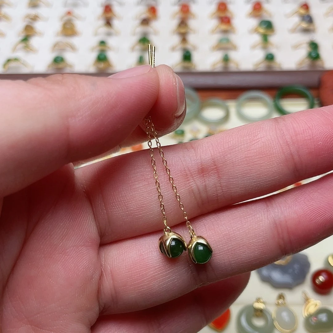 和田玉耳线银S925镶嵌