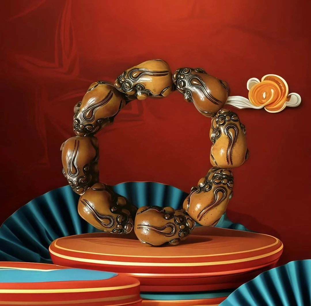 1034-玉化菩提貔貅单圈手串 无礼盒