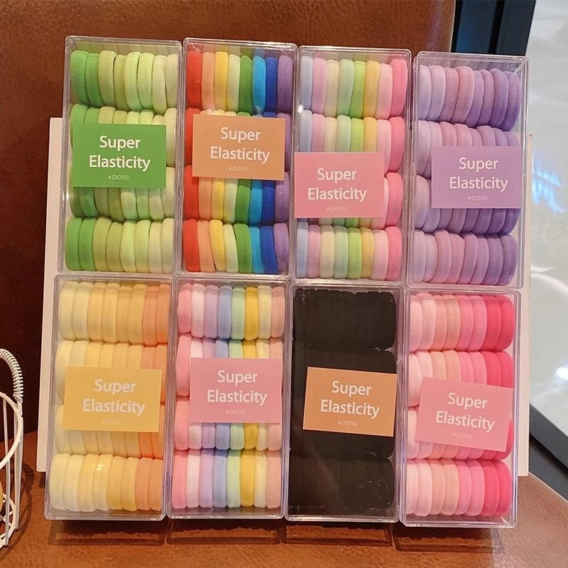 高弹力ins简约发圈百搭橡皮筋韩版糖果色扎马尾耐用彩色无缝发圈