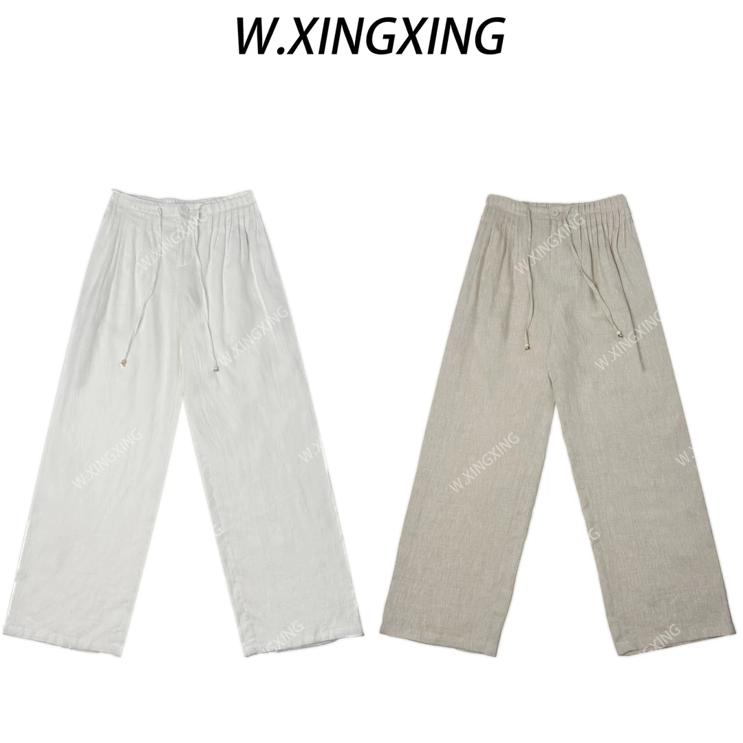 W.XINGXING“舒适长裤”麻料宽松的裤子休闲百搭春季直筒裤
