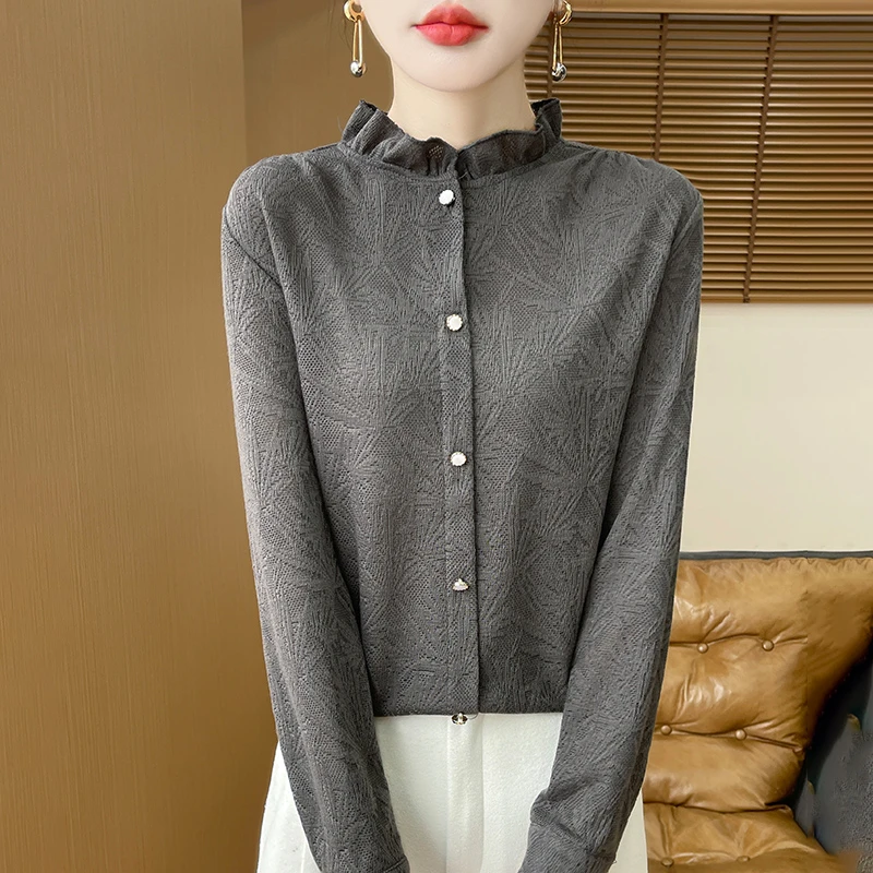 【直播爆款】羊毛衫新款木耳边针织打底衫春秋气质减龄上衣外穿毛衣