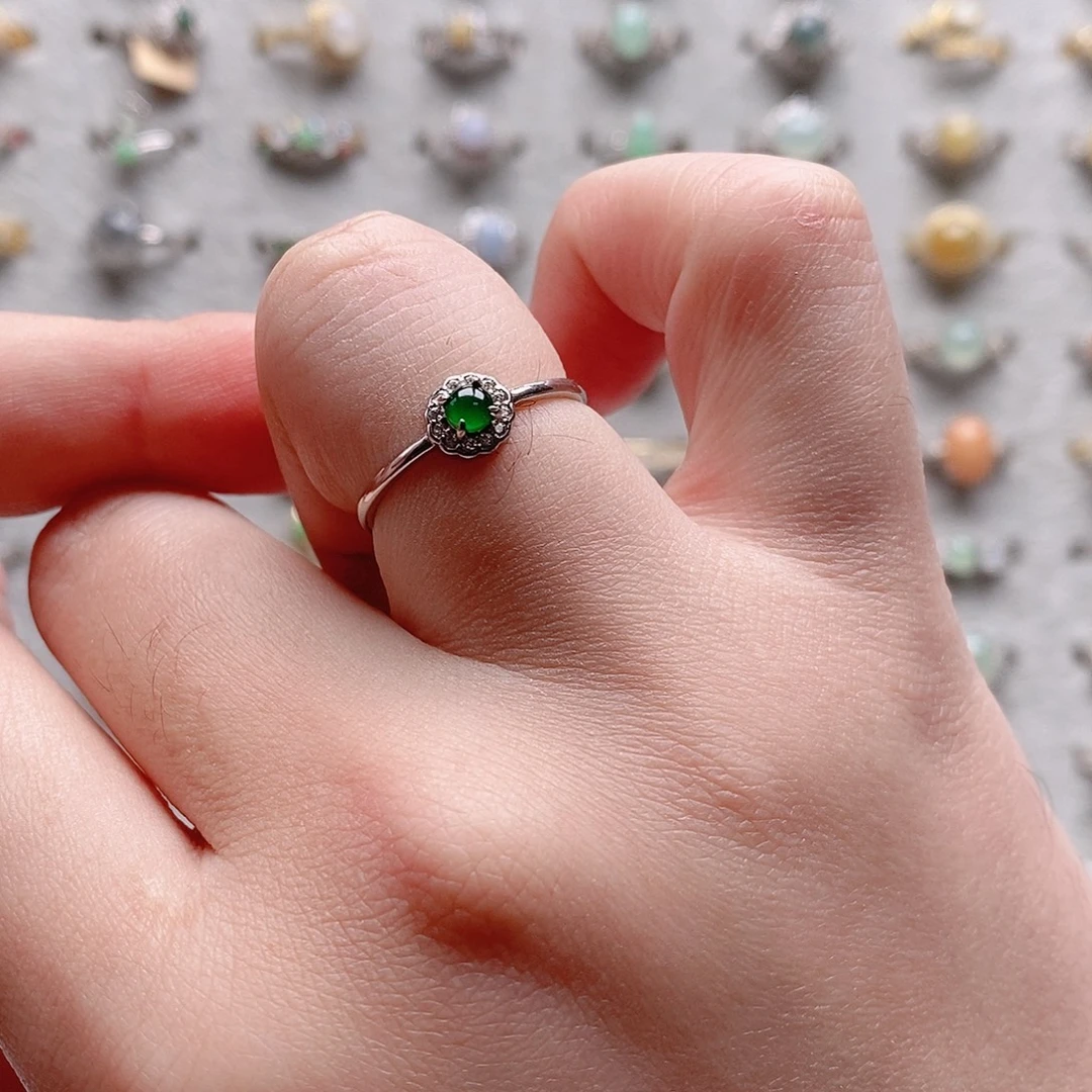 翡翠银S925镶嵌戒指