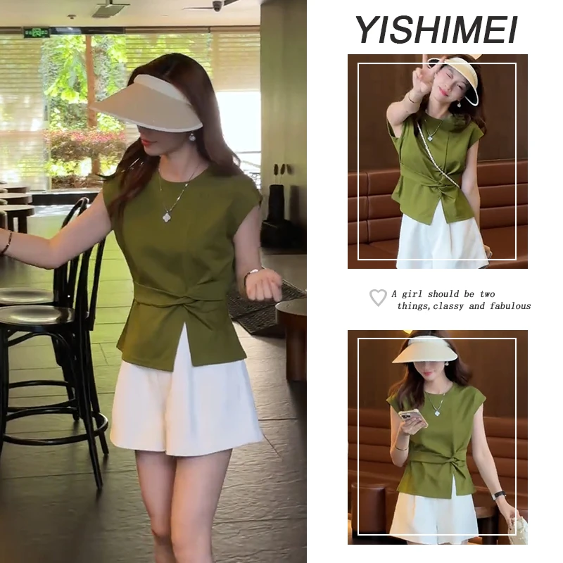 夏季时尚穿搭一整套2025年新款设计感百搭短袖上衣短裤两件套装