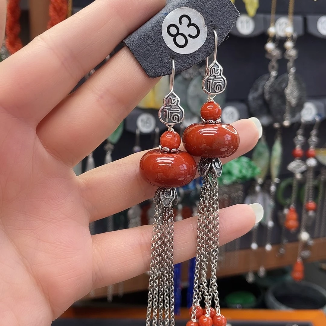 翡翠耳饰银S925镶嵌西**月283ghjjhh