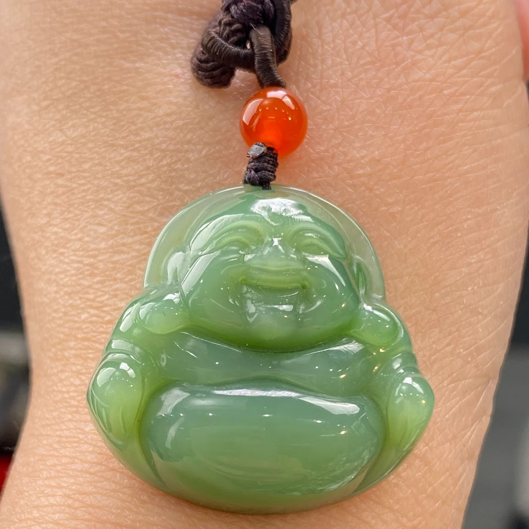 约27*28mm粉绿佛公编绳吊坠