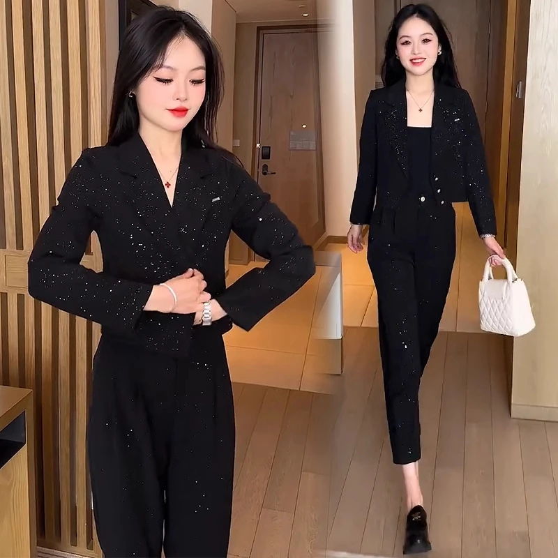 时尚西装套装女2025春季新款洋气质显瘦小个子休闲减龄西服两件