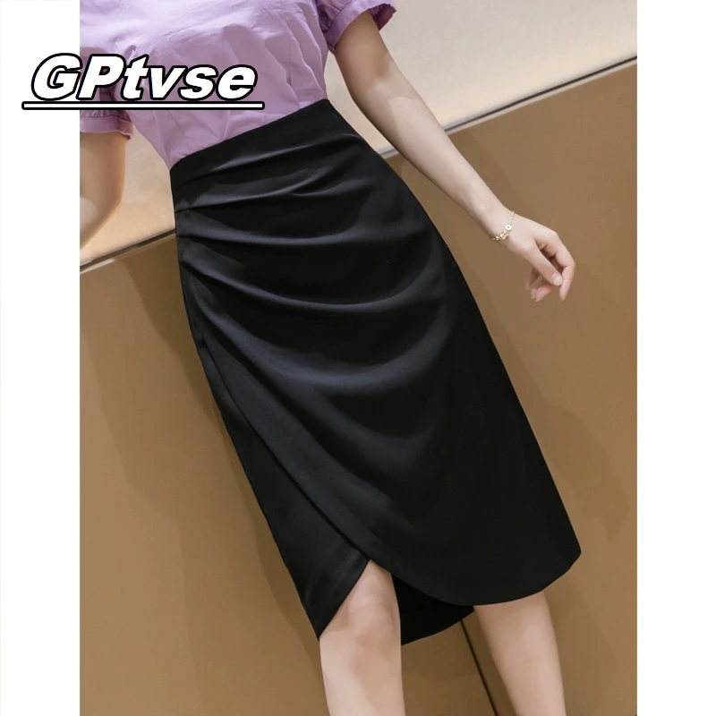 GPTVSE开叉半身裙女士薄2025新款不规则a字半裙夏季显瘦高腰包臀