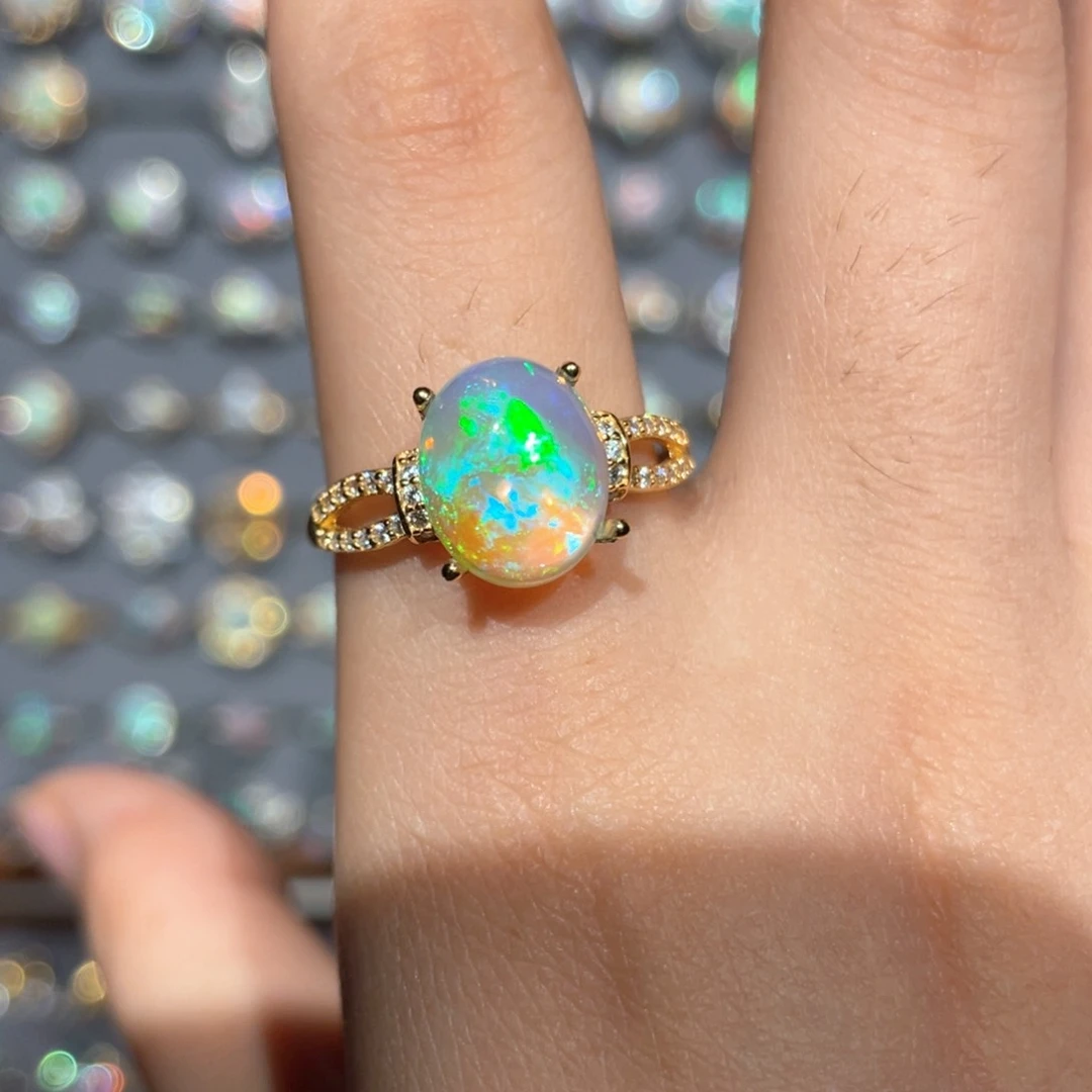 欧泊银S925镶嵌欧泊戒指