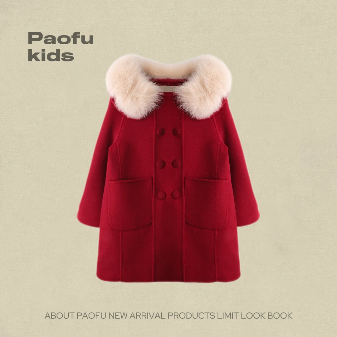 2025冬季新款女童大衣儿童双面绵羊毛洋气毛呢外套 DY240101