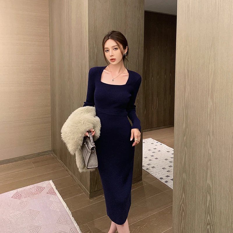 林关关 四色可选秋冬显瘦修身打底连衣裙1346