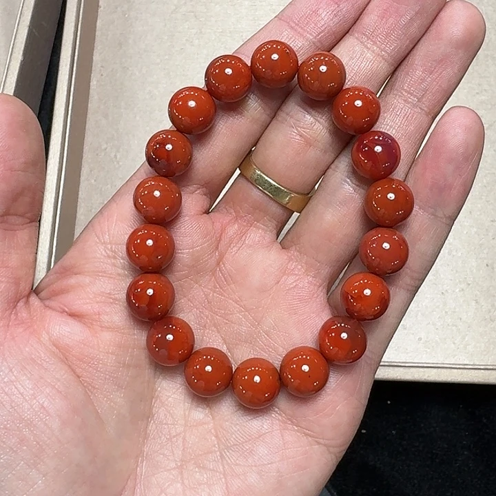 南红玛瑙未镶嵌手链手串原矿南红瓦西高品柿子锦11