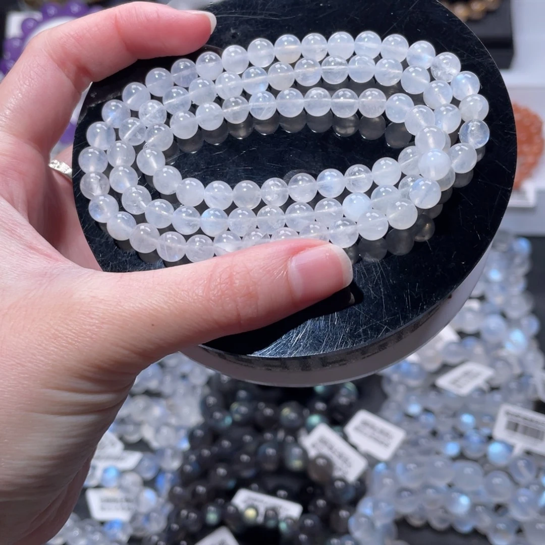 长石未镶嵌手链多圈奶油体蓝月光6m+