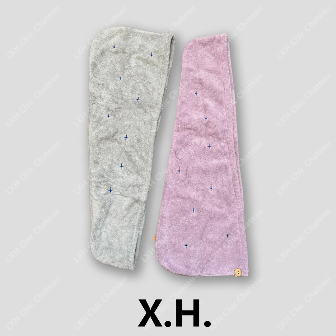 超柔速干吸水日单干发帽（两条装粉+灰）