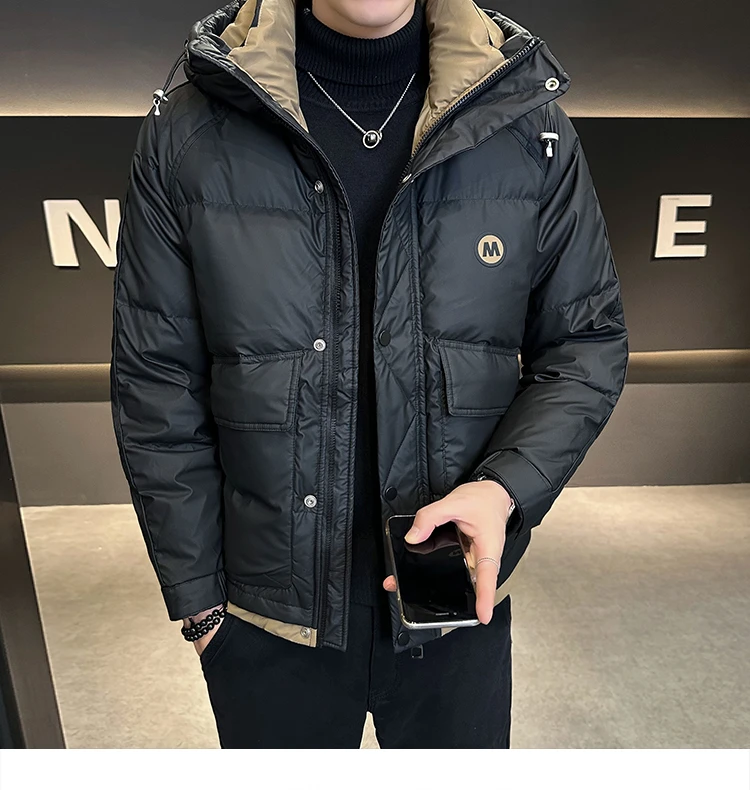 9968冬季男连帽加厚上衣轻奢高级感时尚男士外套潮流潮流保暖外套