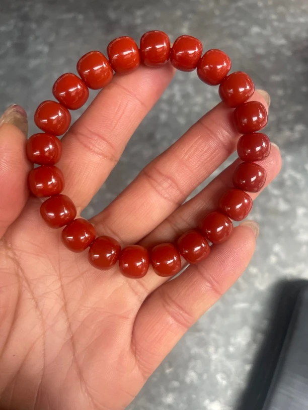 凉山南红瓦西料锦红老邢手串