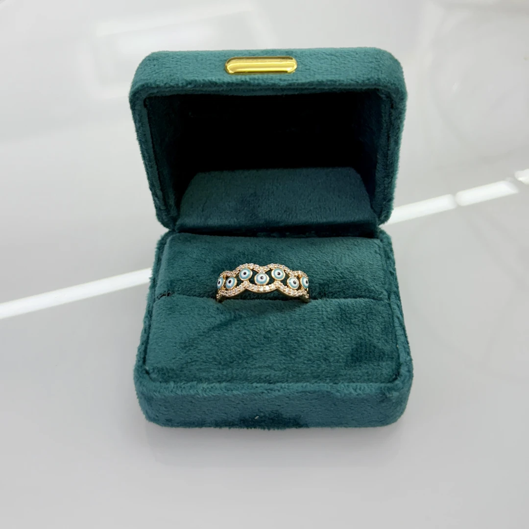 铜合金戒指 复古蓝眼睛镶钻戒指1112