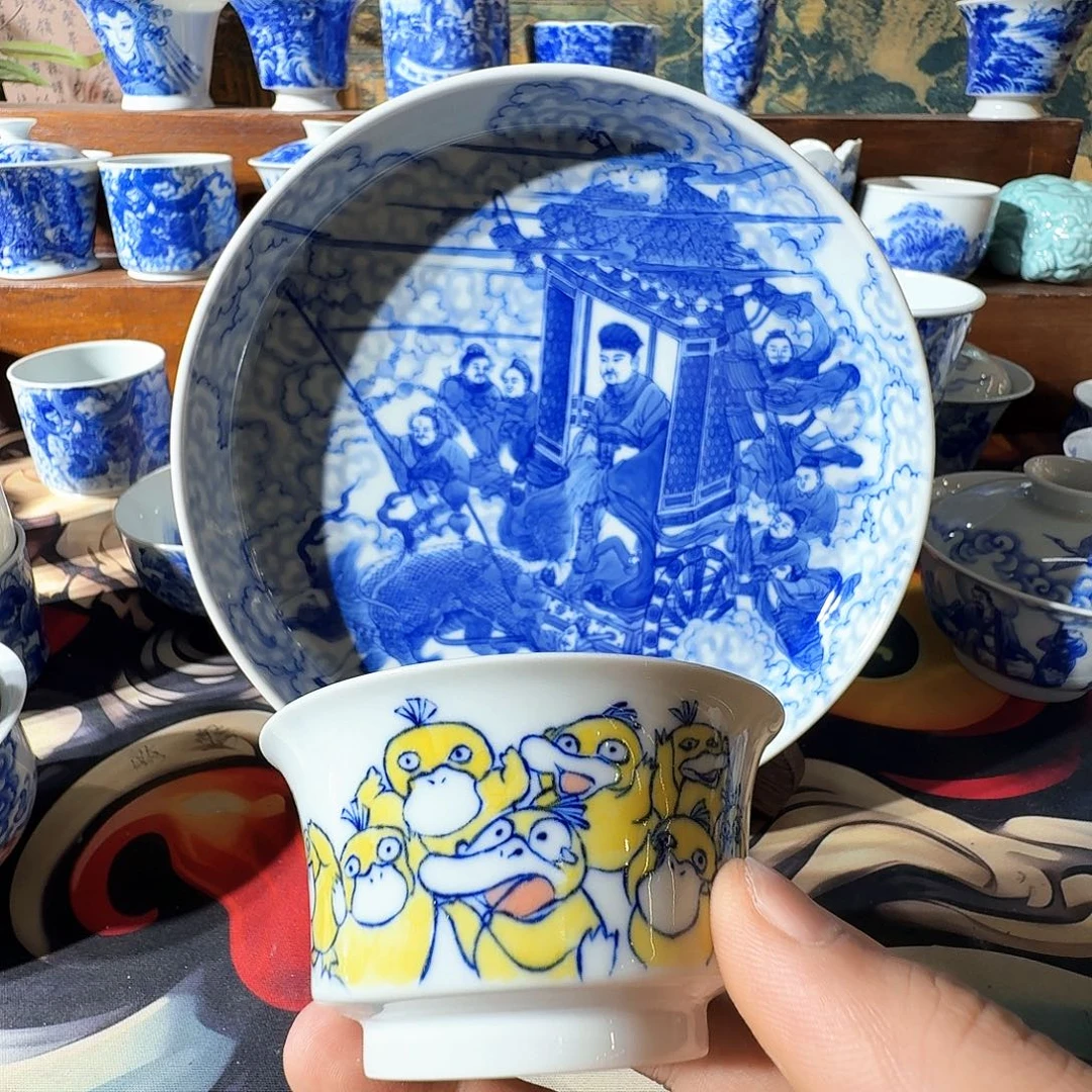 魈***乐泥塑主人杯手工手绘