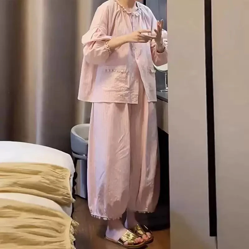 懒惰风收腰家居服套装2025奶系穿搭春秋季减龄宽松时尚休闲欧若风