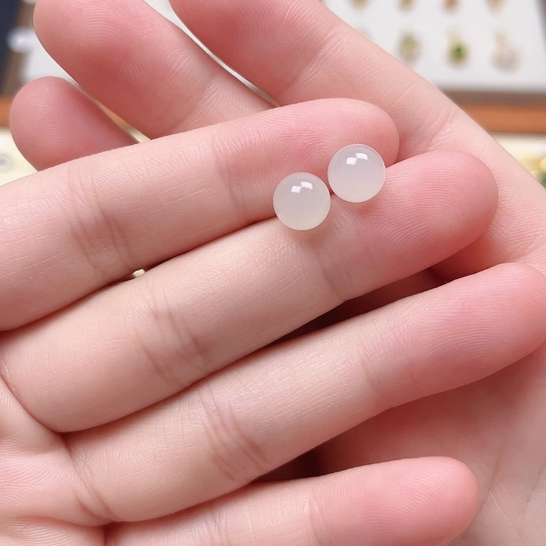 银S925镶嵌和田玉耳饰