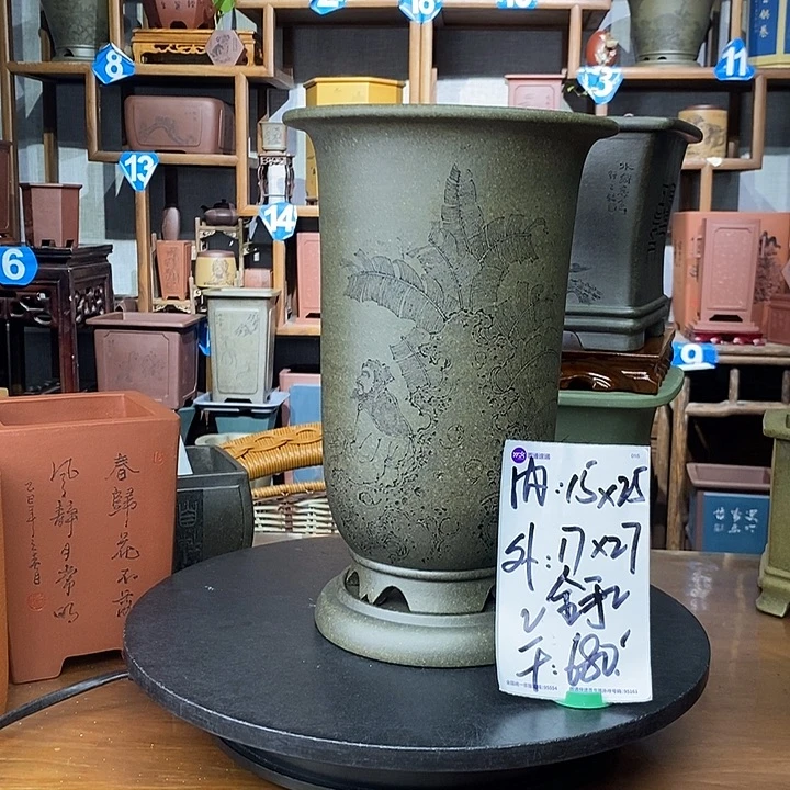 花盆紫砂天青泥全手工制作