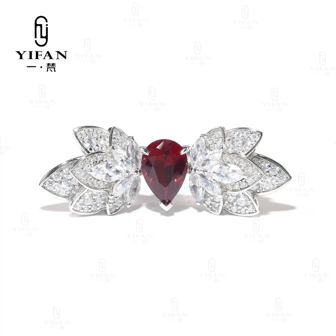 925银合成锆石戒指 一梵  1294-时尚个性天使之翼女款高级感戒指