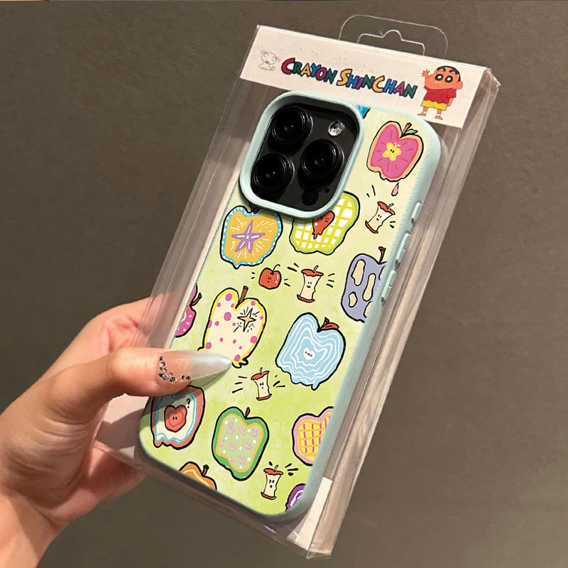 绿色春日苹果适用苹果16p/15手机壳iPhone14promax13荔枝纹12软11