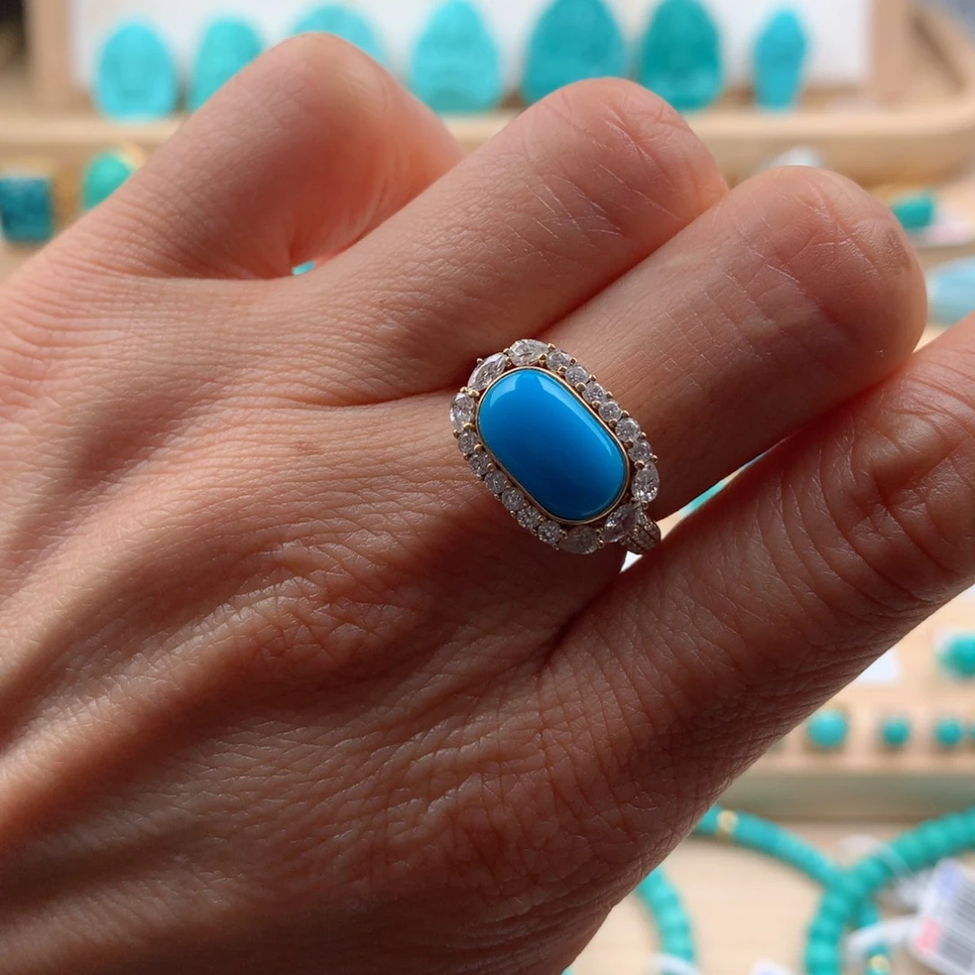 绿松石珠宝奇石18K金镶嵌