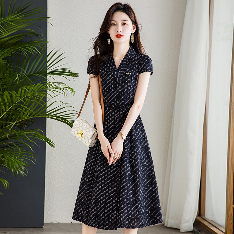 雪纺连衣裙女夏季2025年新款高端气质名媛女神范奢华高档裙子