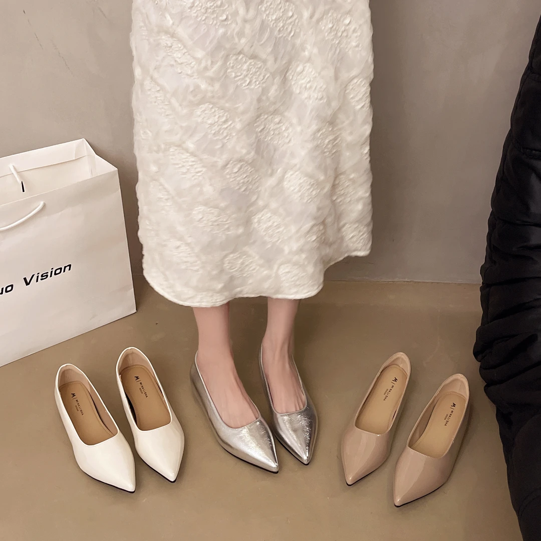 尖头浅口时尚百搭软底通勤外出百搭百配浅口法式尖头瘦瘦鞋