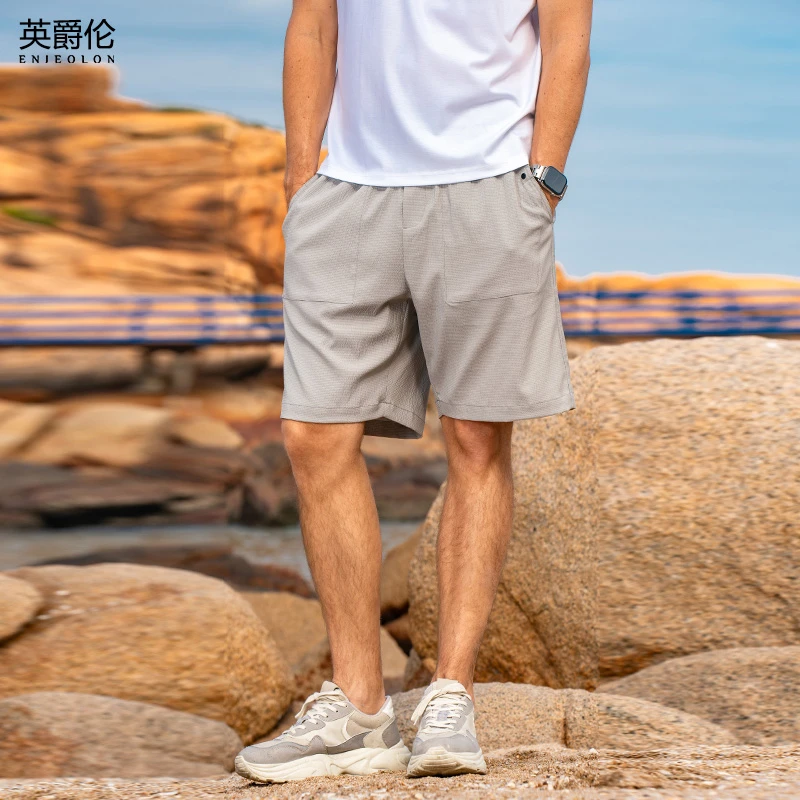 立体小方格休闲短裤男美式休闲肌理感抗皱直筒五分卫裤夏季K2864