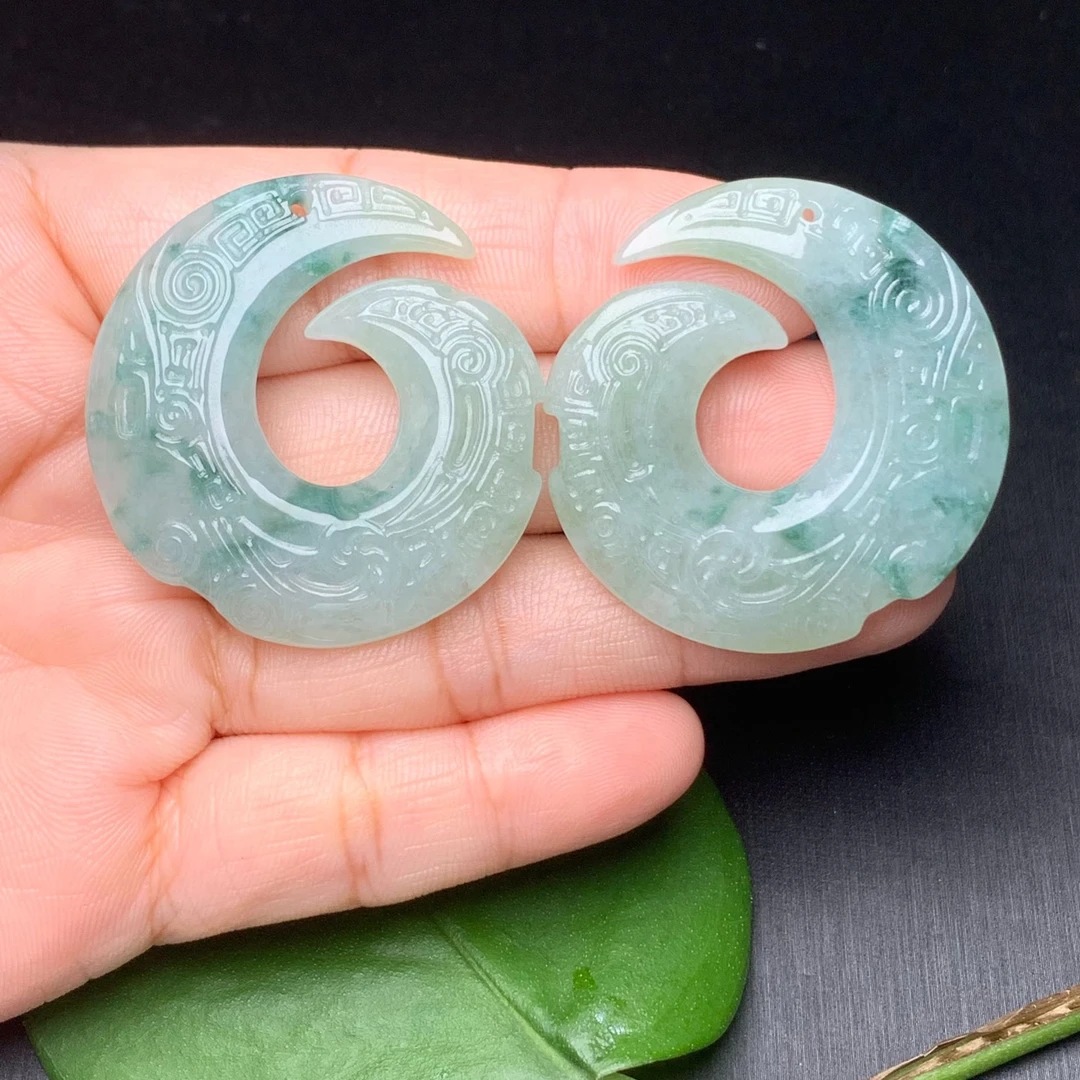 翡翠吊坠天然翡翠A货飘花时来运转吊坠正品翡翠时来运转吊坠礼物