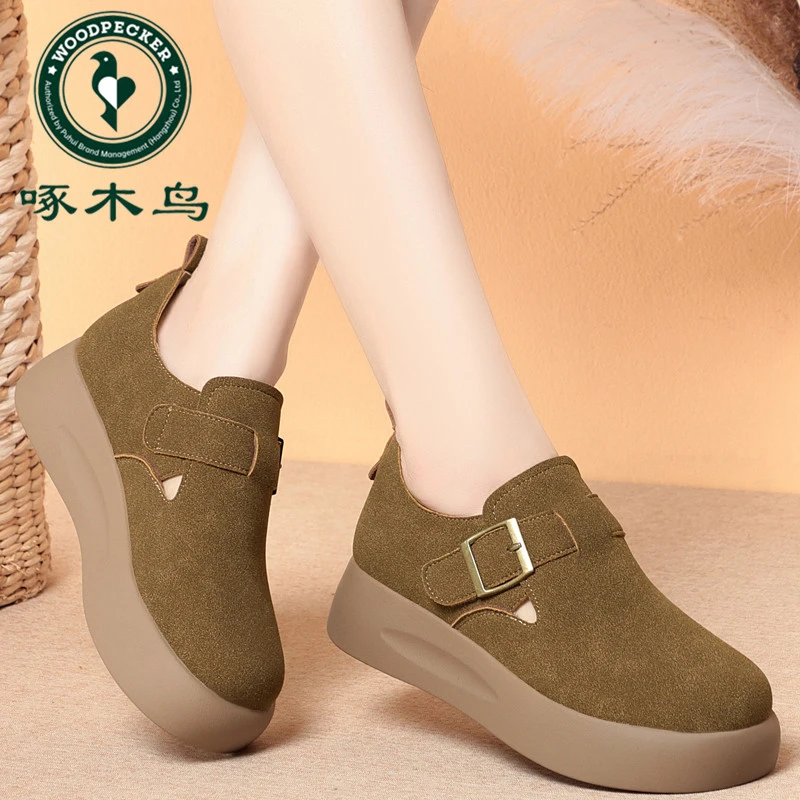 啄木鸟厚底雪地靴女款2025新款冬季舒适勃肯鞋时尚百搭保暖女鞋